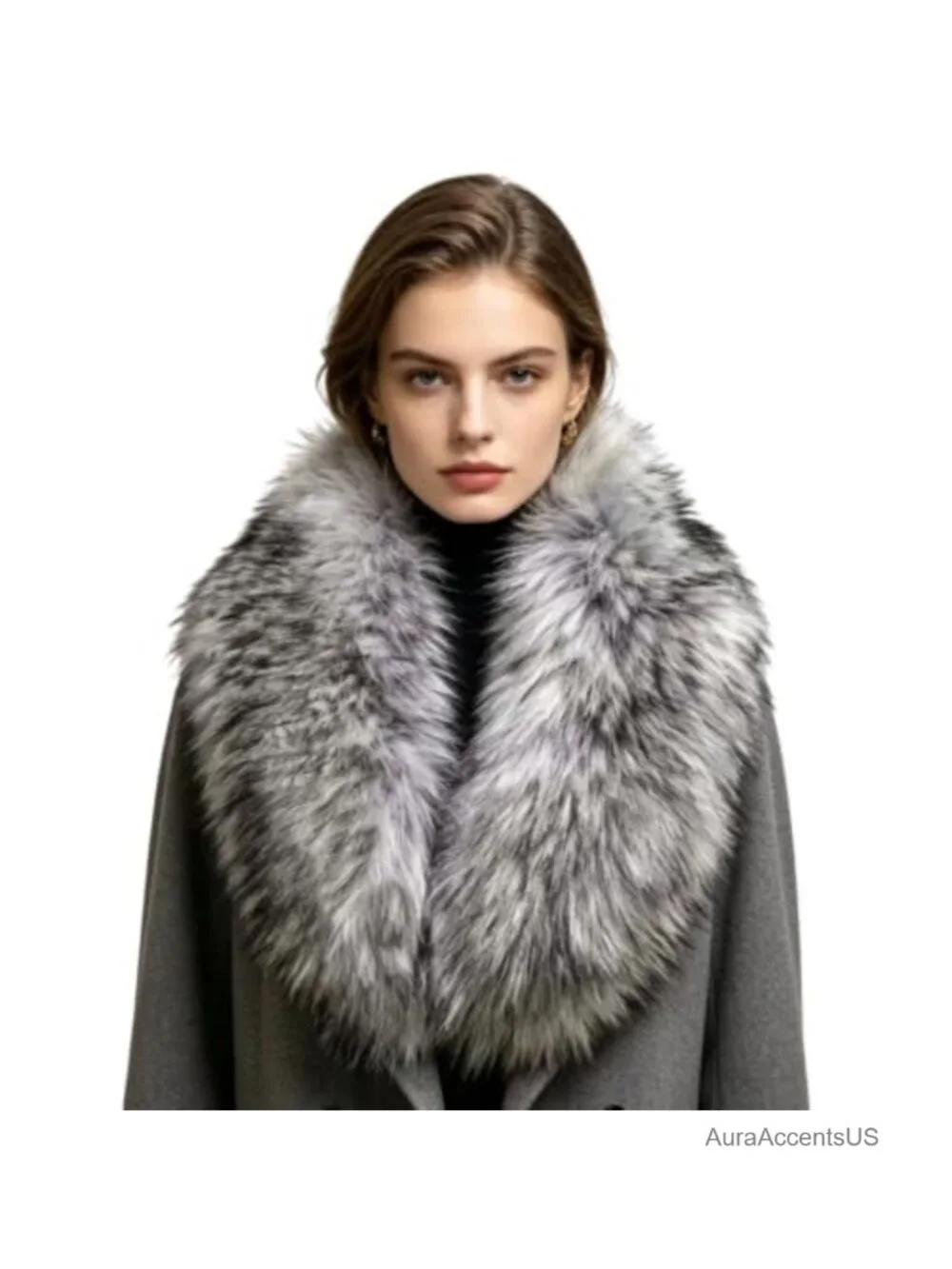 Faux Fur Hood Collar Trim Scarf Wrap Detachable Shawl Winter Coat Accessory
